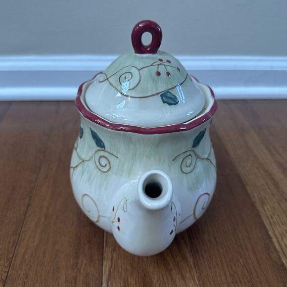Vintage Pfaltzgraff Pepperberry Holiday Tea Pot & Dessert Plates Hand Painted - Picture 6 of 12